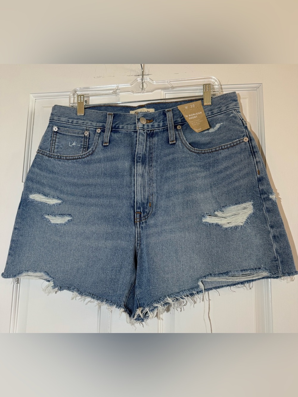 Madewell Mom Jean Distressed Denim Shorts